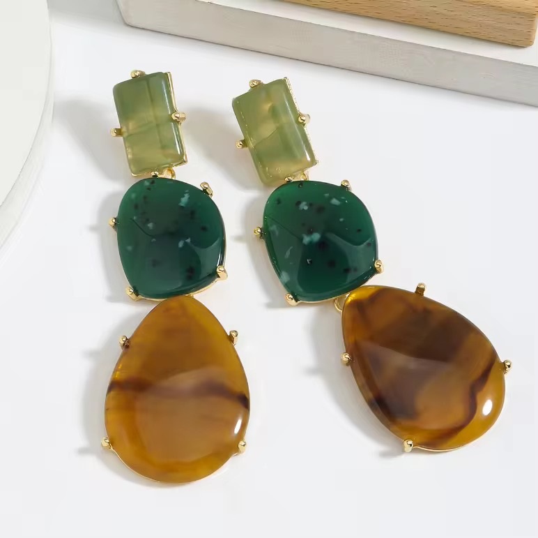 ZA Vintage Resin Teardrop Long Dangle Earrings - additional view