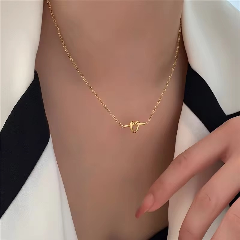 Heart Love Knot Titanium Necklace