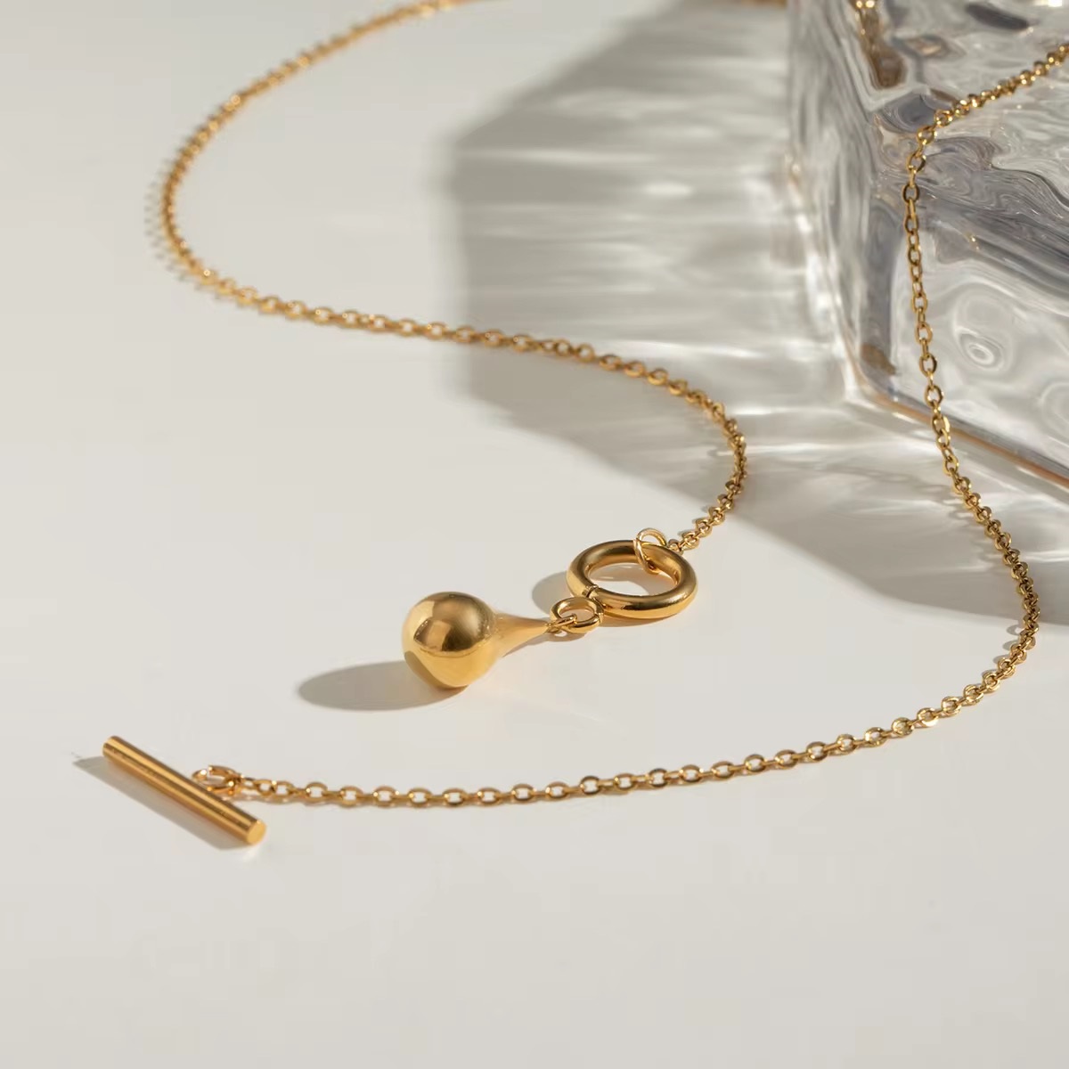 Waterdrop Pendant OT Clasp 18K Gold Plated Necklace